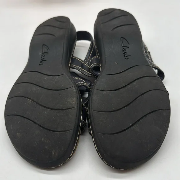 Clarks Black Sandals with White Stitching Size 7 MCS7378P - Picture 5 of 7